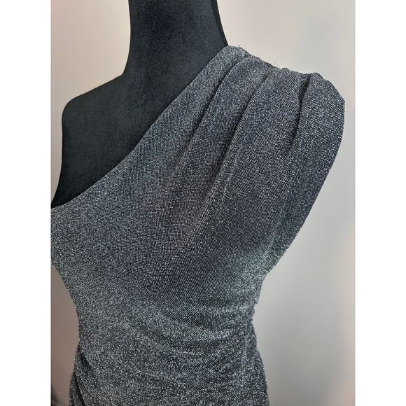 Free People Malia Metallic One Shoulder Mini Dress Size S Black Silver Party NWT - Picture 8 of 8